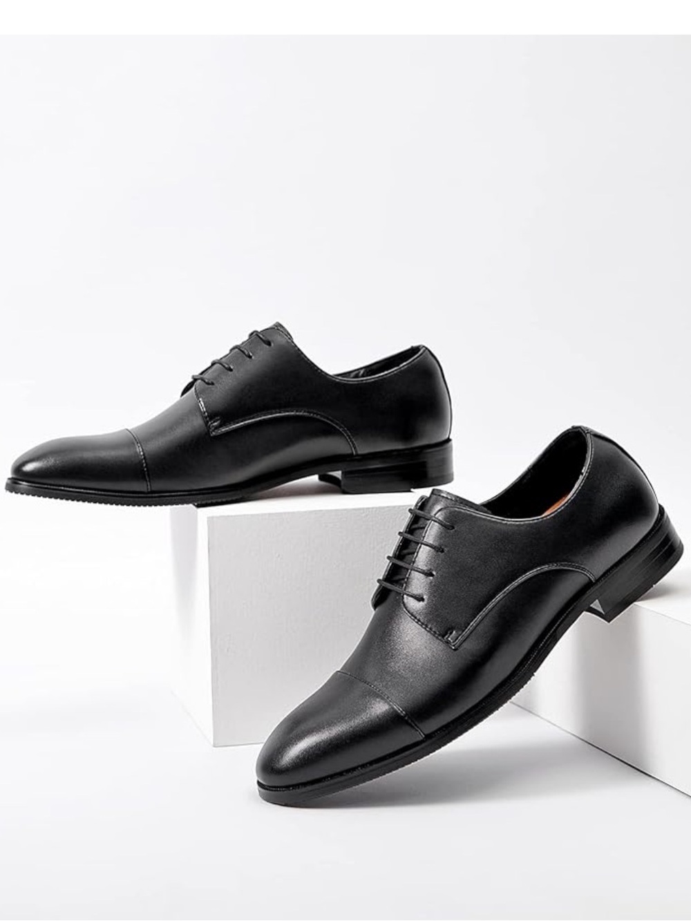 Classic Men's Black Cap-Toe Dress Oxfords